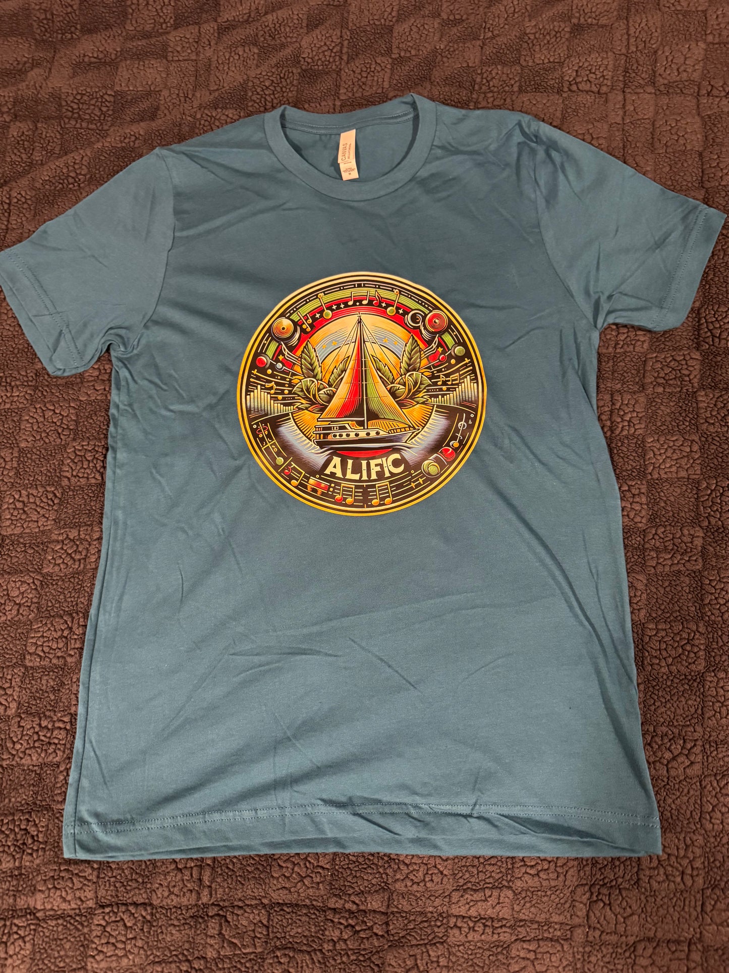 Alific Tee Shirt - Sailboat Logo on Deep Teal